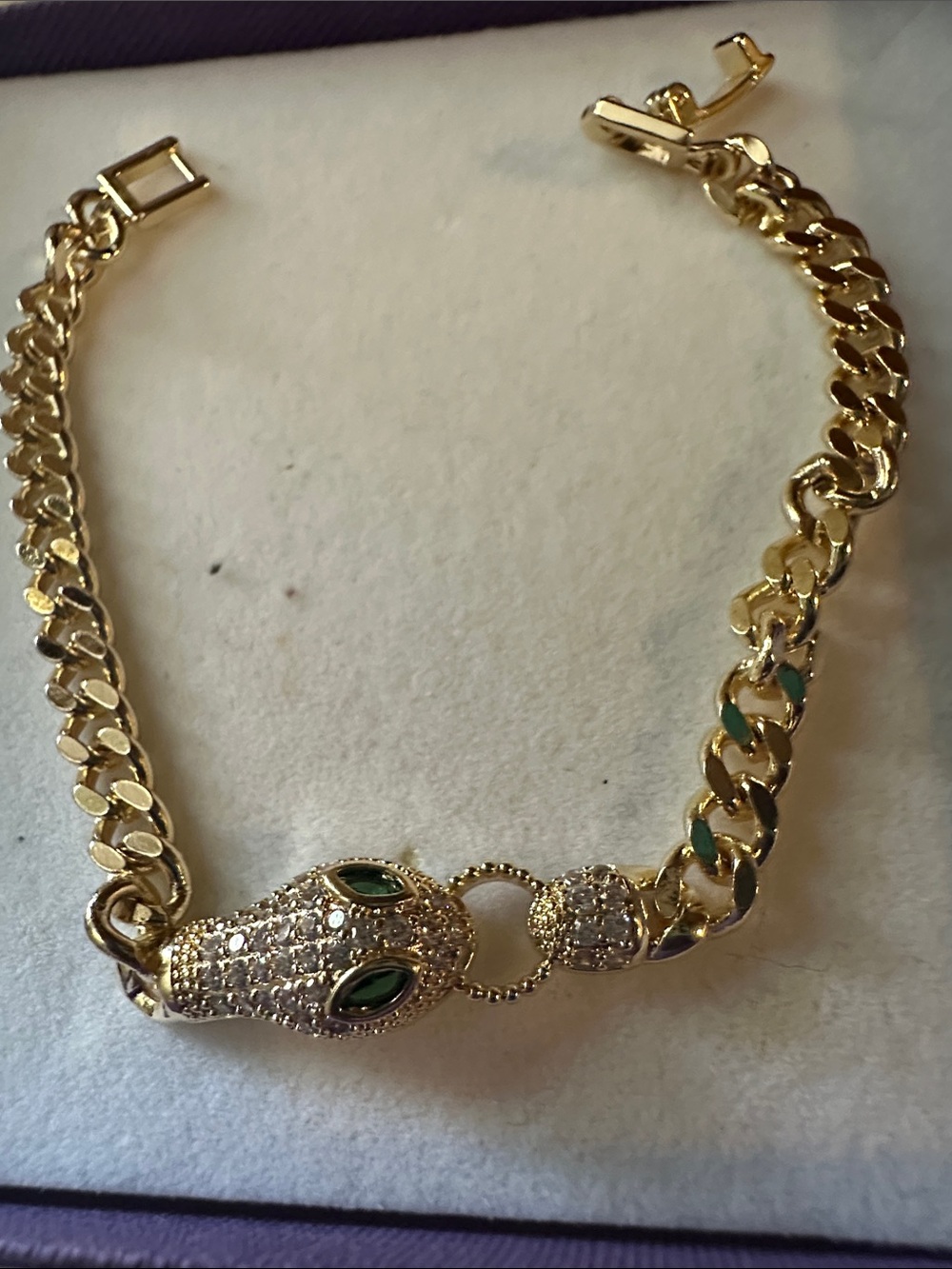 2 piece Gold-filled Crystal Heart & Snake Chain Bracelet Set - Picture 5 of 8